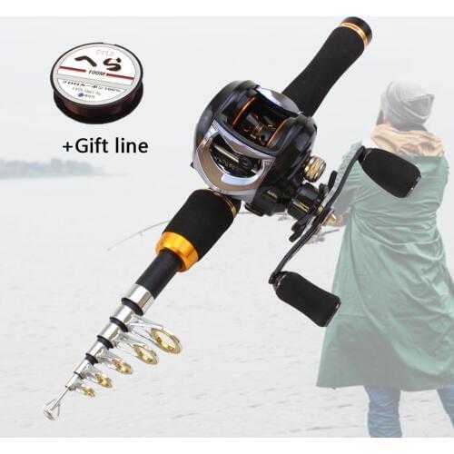 1.65m Portable Travel Outdoor sports telescopic fishing rod and Spinning Reels set Trout Casting Rod fishing fish bag