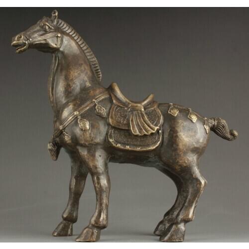 Superb China Collectable Handmade Carving Bronze Statue Realistic War Horse Healing Medicine Decoration 100% Brass Bronze