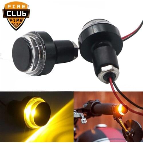 Moto Handle Bar Grip Plug Side Marker Lamp 2Pcs 12V Motorcycle Handlebar End LED Turn Signal Light