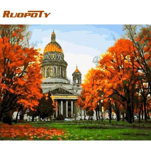 RUOPOTY Landscape Painting By Numbers Kits For Adult Children City Villa Paint Color On Canvas Home Decor Oil Picture Wall Artcr