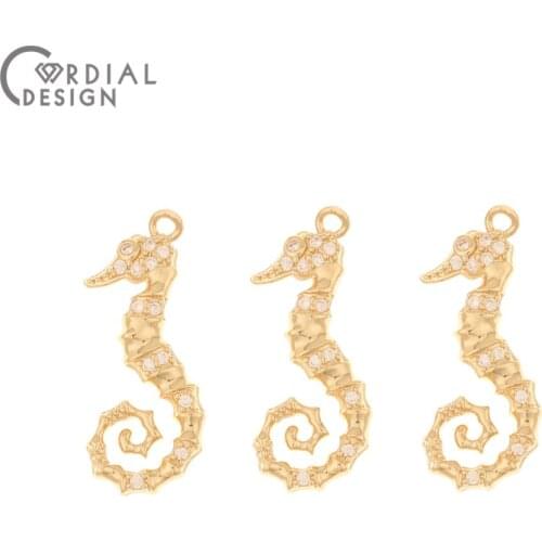 Cordial Design 50Pcs 11*25MM Jewelry Accessories/Pendant/Hand Made/Sea Horse Shape/Earring Findings/DIY Making/CZ Charms