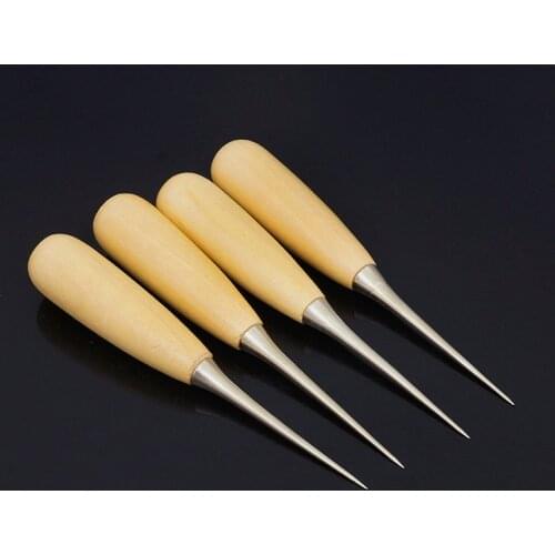 Wooden Handle Awls Professional Hole Punches DIY Leather Tent Sewing Awl Shoes Repair Tools For Awl Craft Stitching Leather