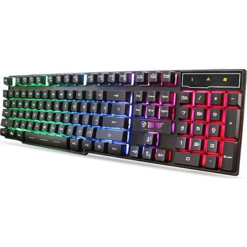 Mechanical feel USB Wired Gaming Keyboard Rainbow LED Backlit Gaming Keyboard Illuminated Light For Computer Desktop Laptop