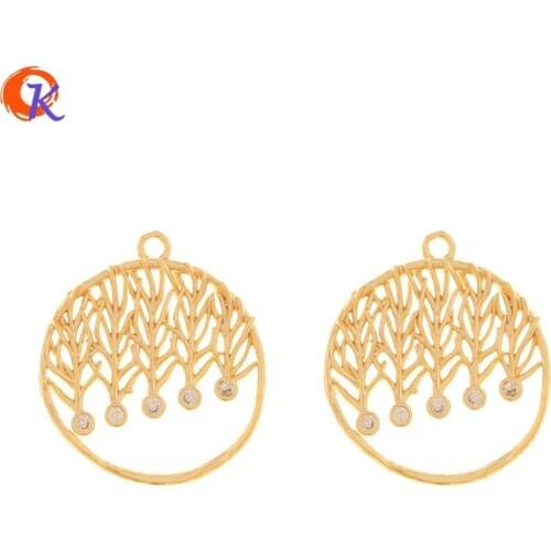 Cordial Design 20Pcs 20*22MM Jewelry Accessories/Hand Made/DIY Parts/Round Shape/Genuine Gold Plating/Earring Findings/CZ Charms