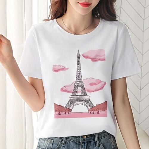 T shirt women 2020 new vogue Eiffel Tower printing Tshirt Leisure short sleeve Harajuku Kpop style T-shirt female clothing Tops