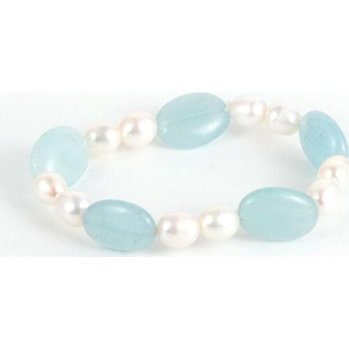 Women Girls Natural Stone Quartz Freshwater Pearl Bracelet Mixed Color Crystal White Pink Purple Pearls Bangle Fashion Jewelry