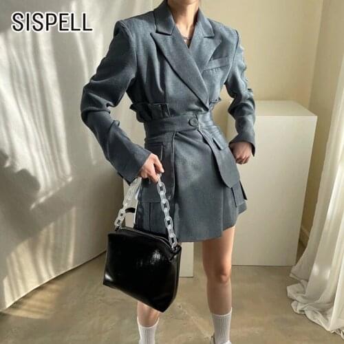 SISPELL Elegant Dresses For Female Lapel Collar Long Sleeve With Removable Girdle High Waist Slimming Womens Dress Fashion New