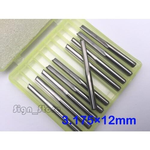 10pcs Double Flute Straight Slot Carbide Cutters CNC Router Bits 3.175mm * 12mm