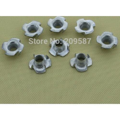 100pcs Metric M6 Zinc Plated Steel T Nuts Blind Nuts 4 Prongs Knock In Wood