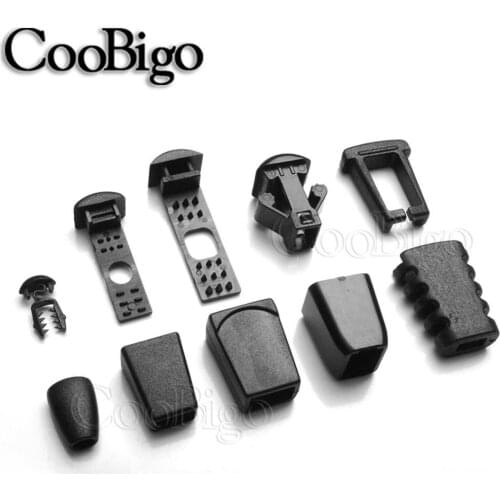 12pcs Multi Style Zipper Pull Cord Ends Cord Lock Stopper Clip Buckle For Paracord Outdoor Backpack Apparel Bag Rope Accessories