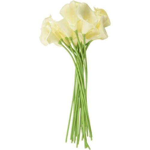 18x Artificial Calla Lily Flowers Single Long Stem Bouquet Real Home Decor Color:Creamy