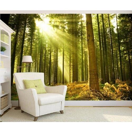 Custom photo 3d wallpaper The sunlight filtered through the forest TV painting 3d wall mural wallpaper for living room walls 3 d