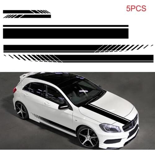 5Pcs Car Stickers Body Sticker Decals Stripes Car Side Door Body Hood Rearview Mirror Decal Stickers Set Racing Car Accessories