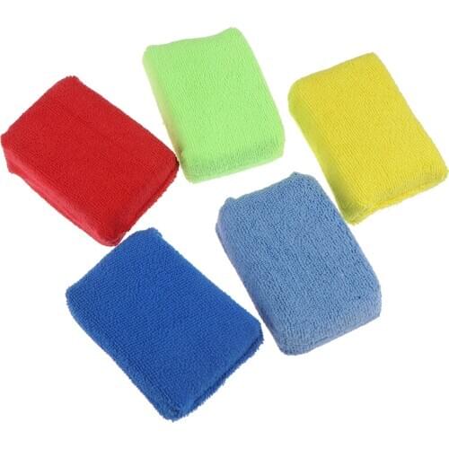 5 PCS Car Care Premium Microfiber Applicators Sponges,Cloths,Microfibre Hand Wax Polishing Detailing Pad
