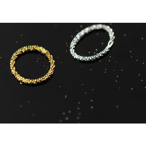 925 Sterling Silver Shiny Golden Irregular Ring US Size 5/6/7 Student Teen Finger Jewelry Party Gift