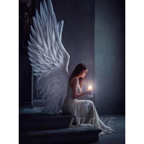 DIY Diamond Painting Angel Home Decor Character Beautiful Girl with Wings Can Be Customized with Diamond Embroidered Round CV550