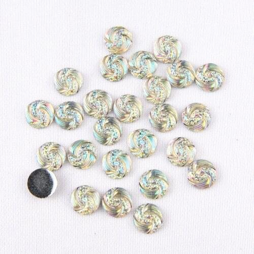 BOLIAO New 60Pcs 12*12mm AB Color Resin White Flat Back Glue on Bags/Clothes Handmade Art Work Decoration Craft DIY R334