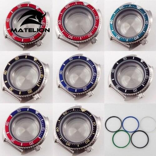 45mm sapphire glass watch case fit for NH35A NH36A SKX SRP 4R35 7S26 movement blue bezel insert 5ATM waterproof