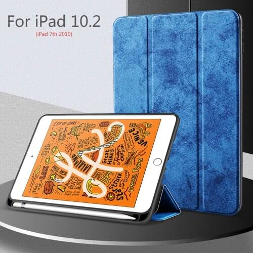 With Pencil Holder Case For iPad 10.2 inch 2019 iPad 7th gen Silicone Soft Back Slim cover for iPad 10.2 model A2197 A2198 A2220