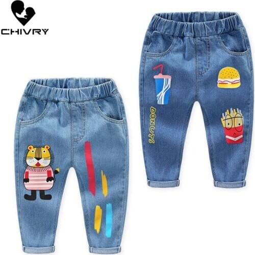 New 2020 Kids Fashion Cartoon Jeans Trousers Pants Boys Denim Pants Baby Jeans Children Autumn Winter Clothing