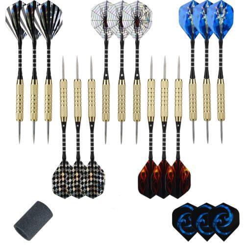 Darts steel dart arrows with metal tip dart flights with brass barrel & aluminum shafts darts set for professionals or beginners