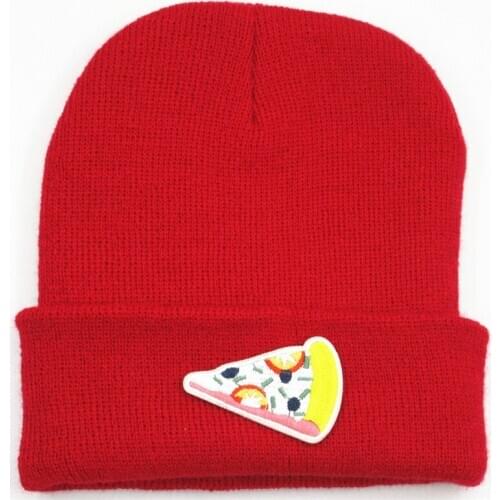Pizza embroidery Cotton Thicken knitted hat winter warm hat Skullies cap beanie hat for men and women 115