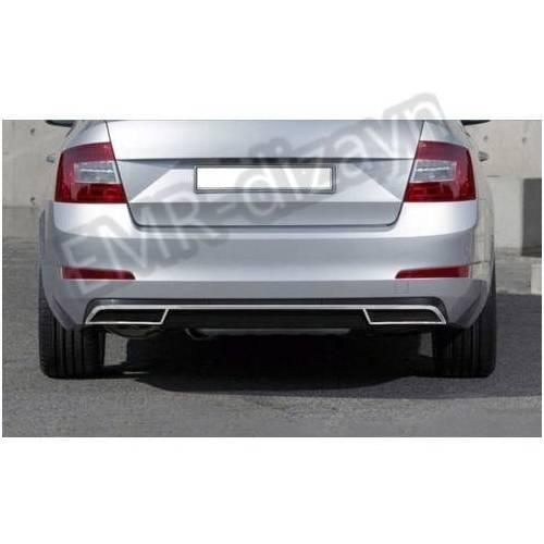 Skoda Octavia A7 Chrome Exhaust Tip Rear Diffuser 3 Prç. (2013-2017)