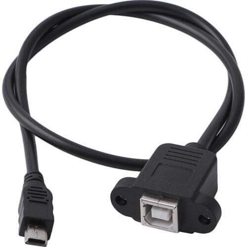 Printer Panel Mount Cable + Screw Mini USB 5 Pin Male to USB 2.0 B Female Jack