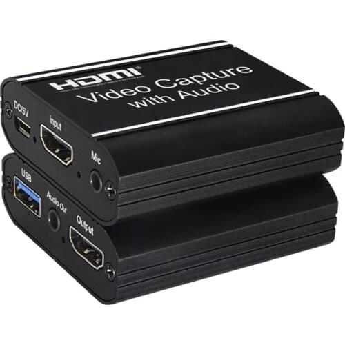 4K 1080P USB 2.0 HDMI Video Capture Card Audio Video Recording Dongle Game Live Streaming Can Microphone Input TV Loop Out