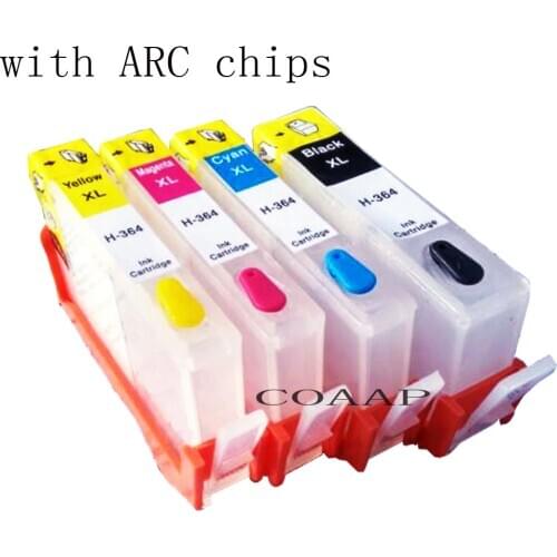 4 Compatible HP364 Printer Ink Cartridges Refillable for HP 364 Photosmart 5510 5511 5512 5514 5515 5520 5522 5524 Printer