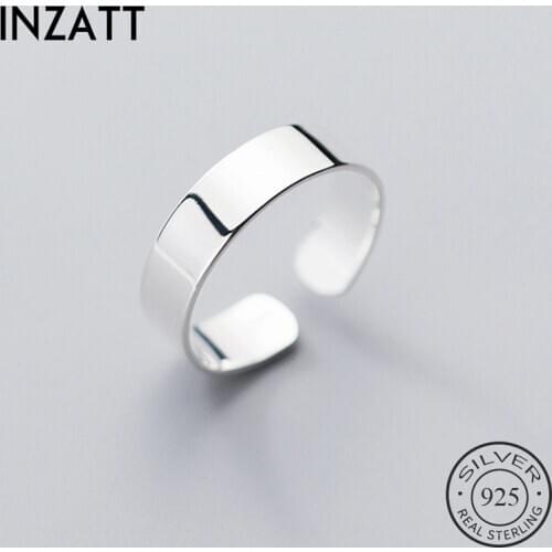 INZATT Real 925 Sterling Silver Glossy Adjustable Ring For Fashion Woman party Minimalist Fine Jewelry Vintage Accessories Gift