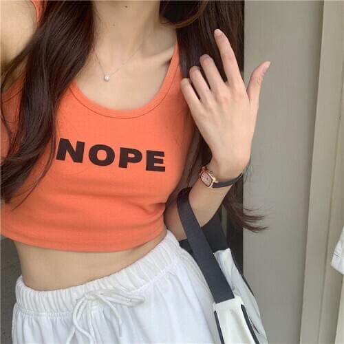 Korean Version Short Slim Elasticity Sports Yoga Vest Bottoming Shirt Women Letter Print Sleeveless Tank Top