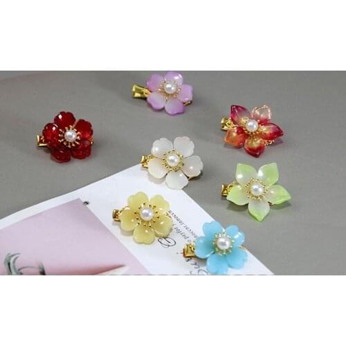Beauty Multicolor Flower Girl Hair Clips Hairpin HanfuTraditional Headdress Handmade Hair clip