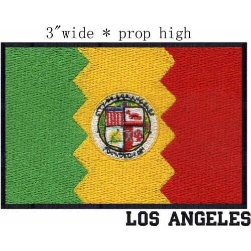 Los Angeles, California USA Flag 3" wide embroidery patch for lace cloth doilies/TEAM/beaded lace applique