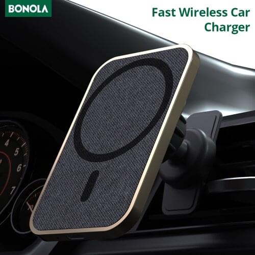 Bonola 15W Magnetic Car Wireless Charger Stand For iPhone 12 Pro Max/12 Mini Fast Magsafe Wireless Charger for Apple Smart Phone