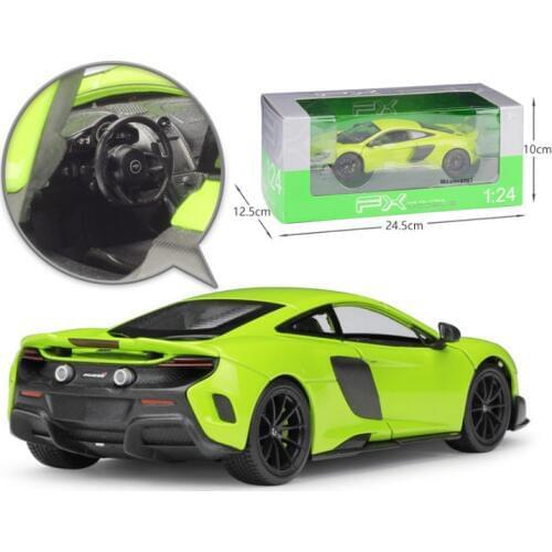 19.5cm DieCast Model 1:24 Scale Classic Sport Car Model Mclaren 675LT W Steering Wheel Control Front Wheel ModelToys Collections