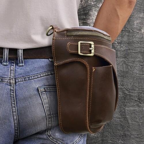 Genuine Leather Men Casual Design Waist Packs Travel Men Belt Fanny Bags Small Shoulder Bag Phone Pouch Pocket Vintage Bags