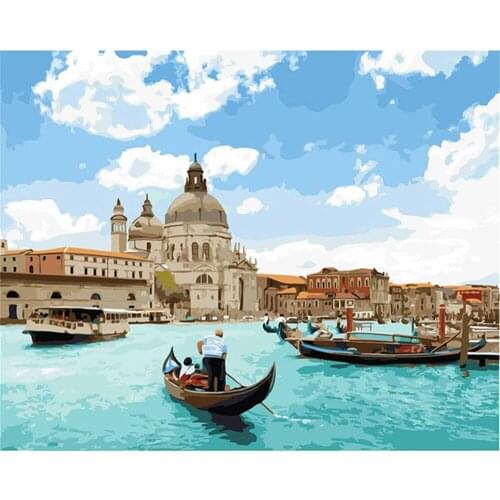 Landscape Building Scenery DIY 11CT Embroidery Cross Stitch Kits Craft Needlework Set Cotton Thread Printed Canvas Home Room