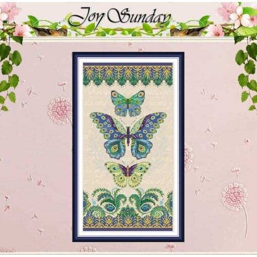 Three butterflies animals counted 11CT 14CT Cross Stitch Sets DIY Chinese Cross-stitch Kits Embroidery Needlework Home Decor