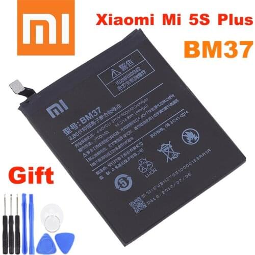 Xiaomi BM37 100% Original Battery For Xiaomi Mi 5S Plus MI5S Plus BM37 High Quality Phone Replacement Batteries +Tools 3800mAh