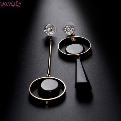 Earrings 1 Pair Special Women Asymmetry Rhinestone Long Earrings Black Acrylic Pendant Drop Dangle Earrings Jewelry Nice Gift