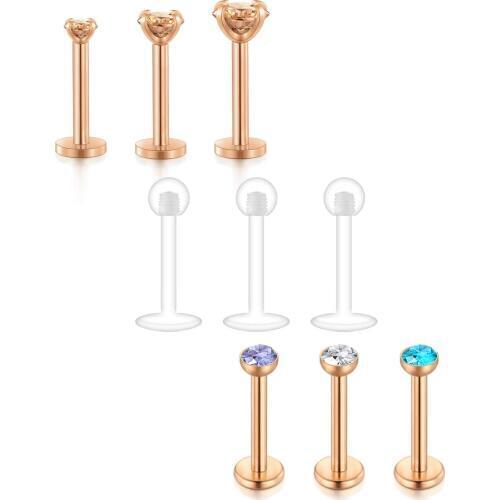 JFORYOU Forward Helix Earring 16G 6mm 8mm Tragus Cartilage Earring Stud Internally Threaded Body Piercing Jewelry