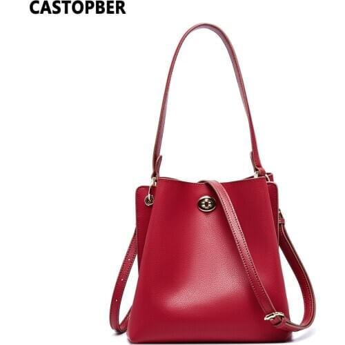 Most Popular Fashion Designer Womens Bucket Bag Shoulder Handbag Split Cowhide Leather 2 Strap Ladies Crossbody Luxury Brand