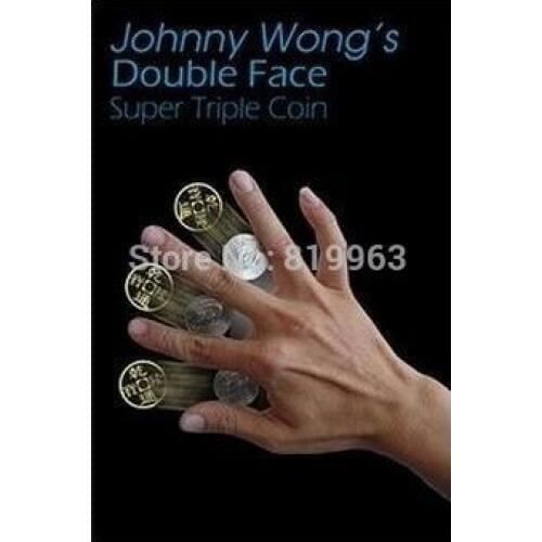 Double Face Super Triple Coin+DVD - Magic Trick,Close Up Magic,Mentalism,Stage Magic Props,Fun,Coin Magic,Vanishing