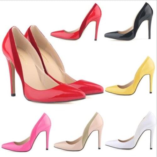 Women pumps Patent leather high heels PU women shoes Pointed Toe 11 CM Thin Heels Colorblock designer shoes women luxury