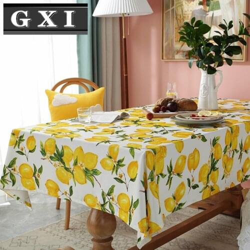 Waterproof Lemon Print Yellow Tablecloth Decorative Rectangular Kitchen Dining Birthday Party Table Cloth Cover