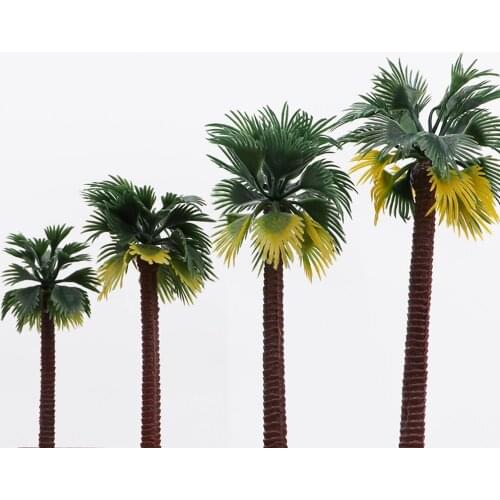 High Quality Artificial Plastic Tree Layout Rainforest Plastic Palm Tree Diorama Scenery Model Artificial Palm Tree Leaves