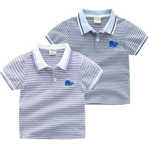 High Quality Summer Cotton Baby polo Shirts Cartoon Striped kids Short Sleeve Clothes Boys Girls Toddlers Sport Shrit Tops Gift