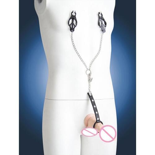 Nipple Breast Clamps Penis Ring Metal Chain Men Adult Sex Toys For Couples/Men Fetish BDSM Bondage Flirting Toys Sex Products