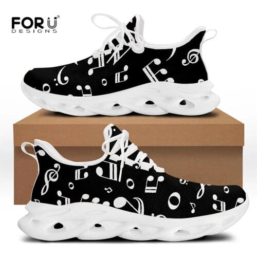 FORUDESIGNS 2021 Women Fashion Flats Shoes Music Note Patterns Lightweight Breathable Casual Sneakers For Youth Girls Zapatillas